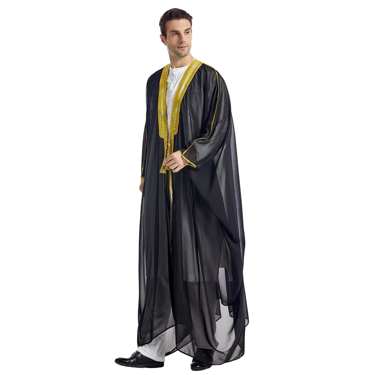 Eid Muslim Men Jubba Thobe Mens Cardigan Abaya Long Dress Islamic Ramadan Kimono Long Robe Saudi Arabic Musulman Caftan Dubai - Seprincess