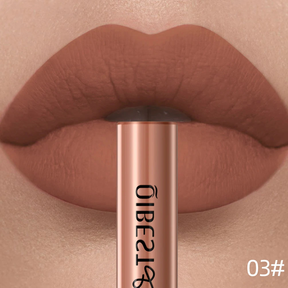 QIBEST Liquid Lipstick Waterproof Velvet Nude Matte Sexy Red Lip Gloss Long Lasting Nonstick Lip Stain Makeup 24 Colors Hots