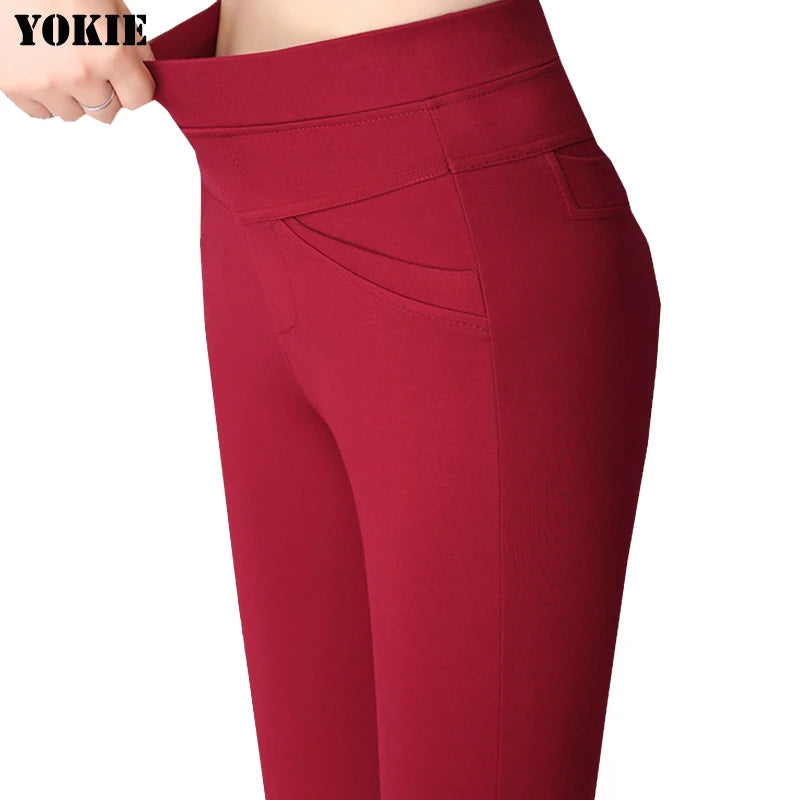 Summer stlye women office work pants High stretch cotton ladies straight pants  female High Waist trousers clothes S-XXXL 4XL