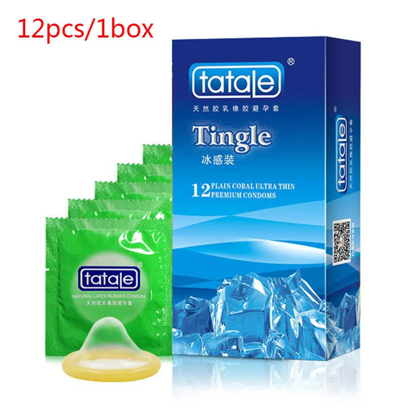 12PCS Erotic Condoms Ice and Hot Feeling Big Particles Spikes Condom G Point Stimulation Sexshop Contraception for Men Sex Toys - Seprincess