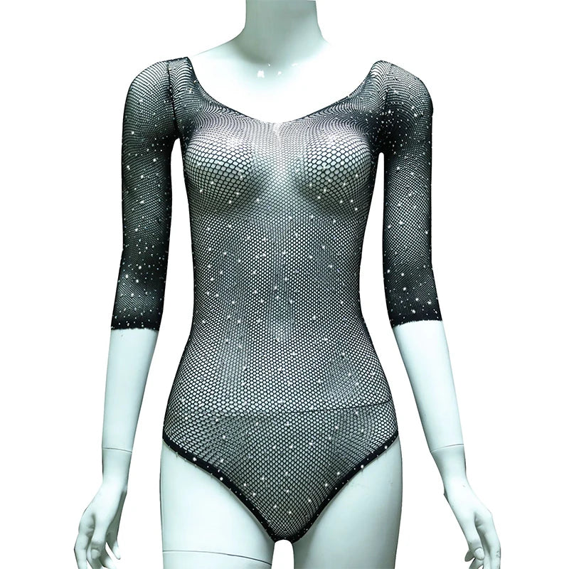 Bodysuit Tight fitting mesh jacket with exposed breasts and deep V-belt pantyhose sexy lingerie new items sissyfikation