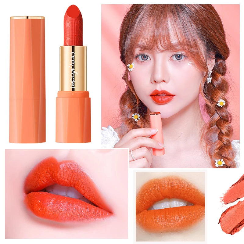 Orange Lipstick Velvet Matte Lipsticks Waterproof Long Lasting Lip Stick Velvet Lip Tint Women Cosmetic Sexy Lip Glaze Makeup - Seprincess