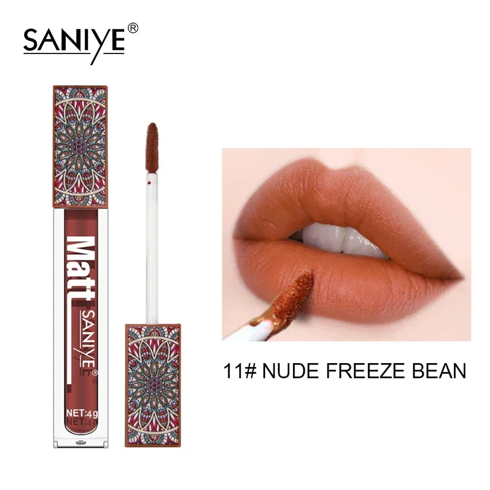 1PCS Waterproof Matte Nude Lip Gloss Brown Nude Pigment Dark Red Long Lasting Velvet Liquid Lipstick Women Makeup Lip Glaze - Seprincess