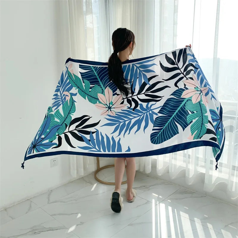 90x185cm  Printing Process Twill Summer Suncare Beach Dress Bikini Sarong Wrap Scarf Women Brazilian Swimsuit Bathing Cover-ups