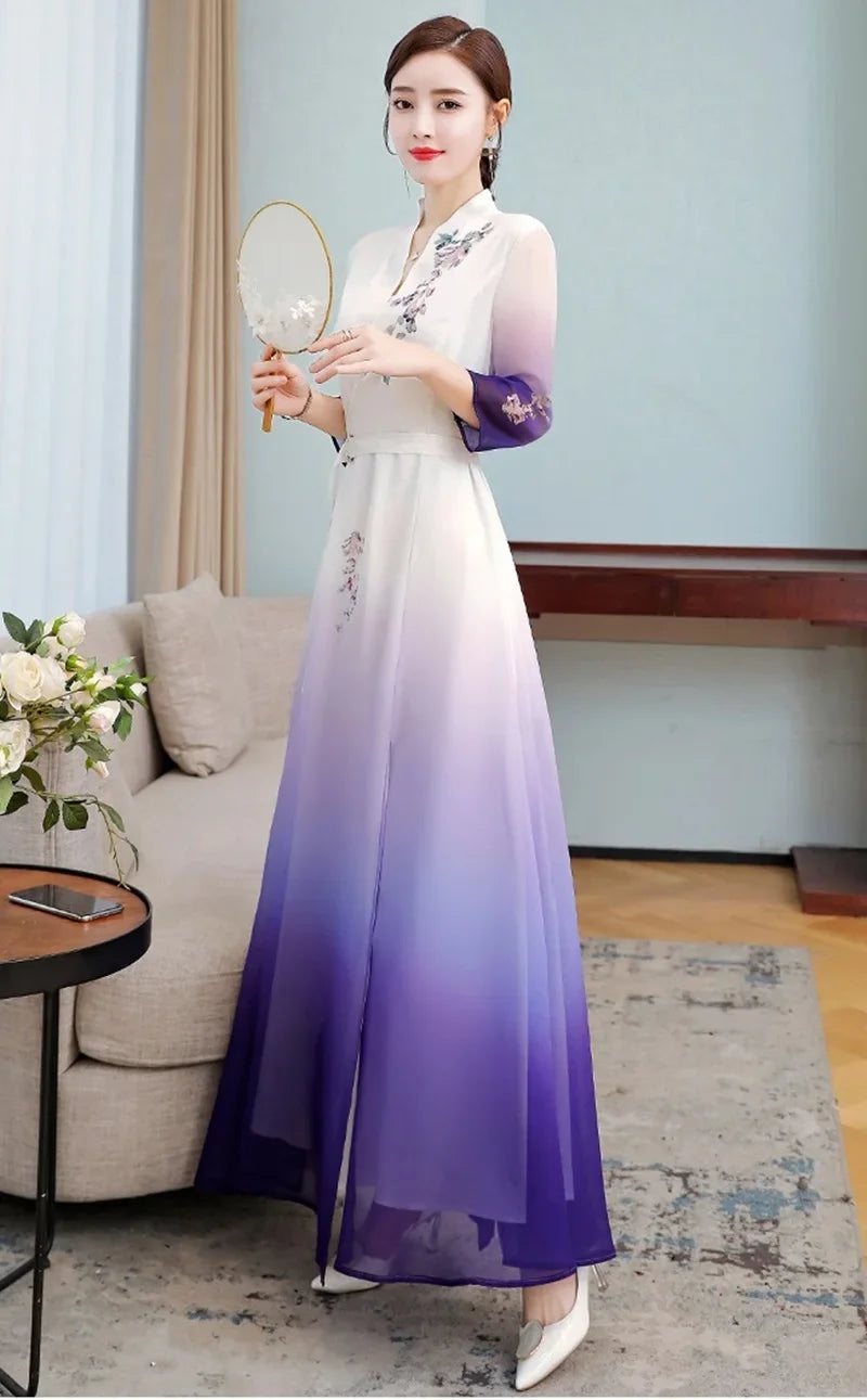 Vietnam Traditional Dress Chinese Style Aodai Cheongsam Qipao China Oriental Dress Vietnam Clothing Long Ao Dai Dress 10049 - Seprincess