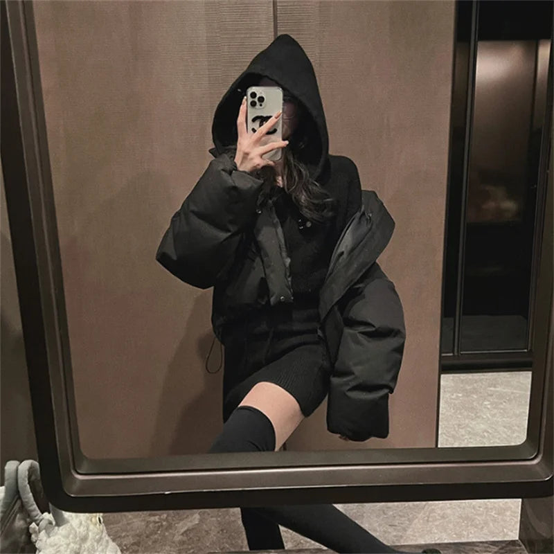 Women Winter Dress Knitted Sweater Solid Slim Elastic Hoodie Dress High Waist Vintage Pullovers Sniper Style Mini Dress Korean - Seprincess