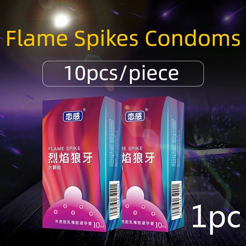 10pcs Large Particles Condoms Sex Toys for Men Screw Thread Dotted Granular High Sensitivity Penis Sleeves with Spikes Sex Goods