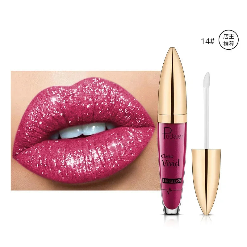 18 Colors Glitter Lip Gloss Waterproof Long Lasting Diamond Matte To Shimmer Metallic Liquid Lipstick Women Lips Makeup Cosmetic