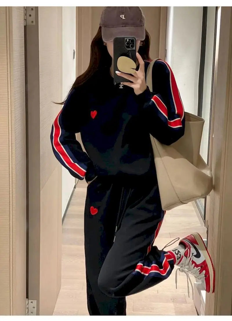 Harajuku Printed Embroidery Women's Tracksuit Korean Oversized Hoodies+Sweatpants Suit Women Streetwear 2 Piece Sets Y2k Clothes - Seprincess