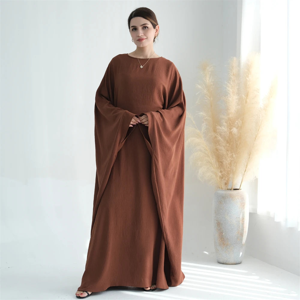 Ramadan Eid Crepe Batwing Butterfly Modest Abaya Dubai Luxury 2024 Muslim Jersey Hijabs Kaftan Dress For Women Kebaya Vestidos