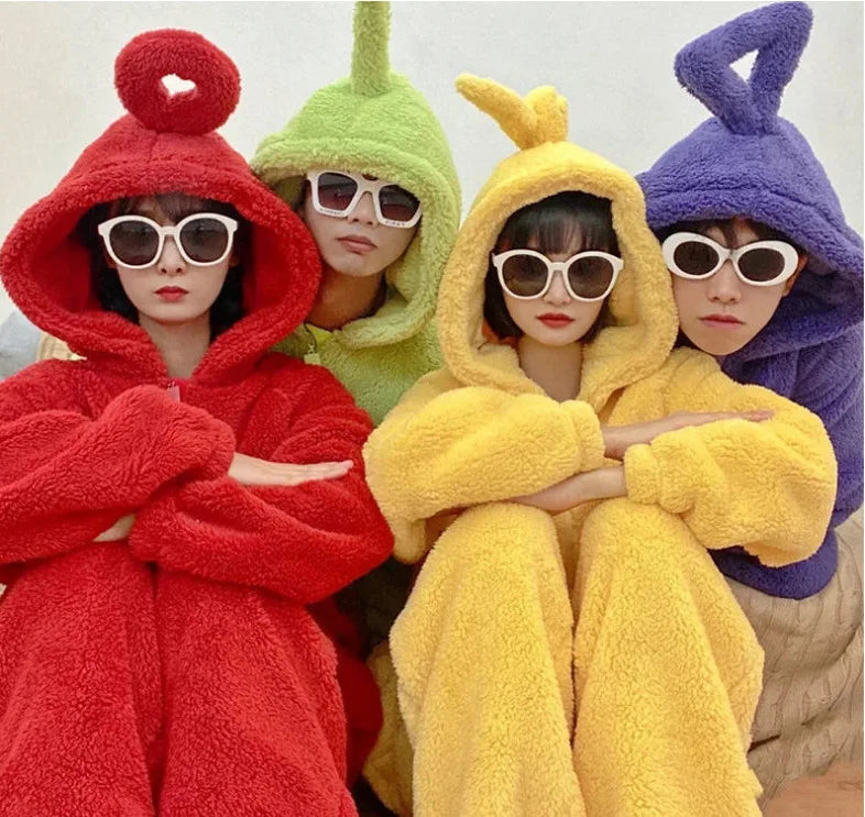 New Miniso New Teletubbies Cartoon Adult Jumpsuit Costume Adult Onesie Pajamas Unisex Animal One-Piece Clothes Cosplay Homewear - Seprincess