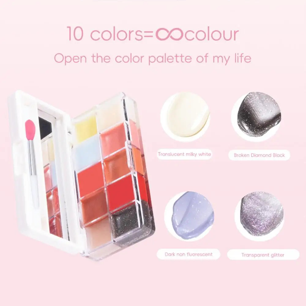 Lip Gloss Palette 10 Colors Jelly Lip Cream Palette Smooth Lip Glosses Tonedd Lip Frozenn Plate Red Lip Glaze Palette Lipstick - Seprincess