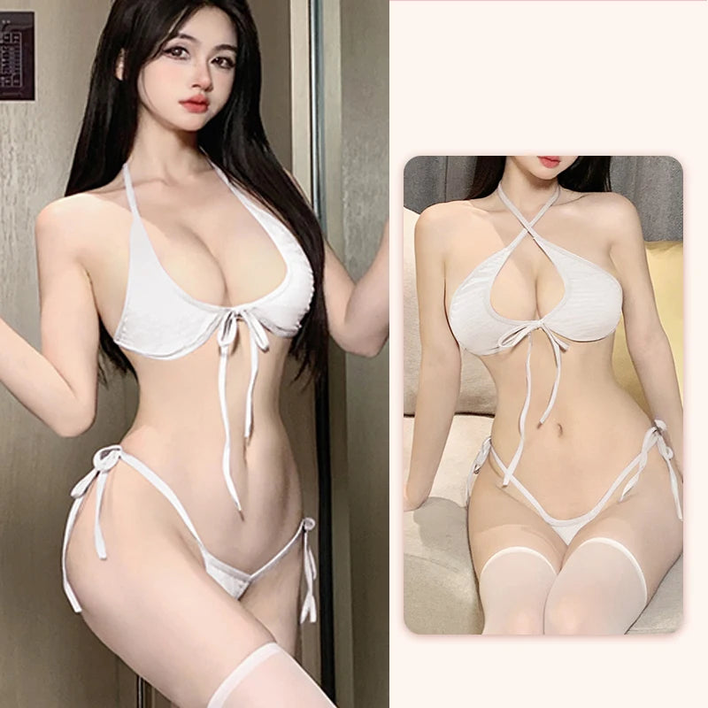 Bra Set Bikini revealing deep V-strap fetish sexy adult womens clothing lingeries sexy female sexy and female underwear - Seprincess