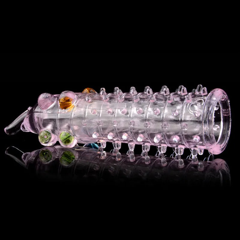 3D Large Particles Crystal Mace Penis Condoms with Spines Thick Penis Enlarger Delay Ejaculation Cock Ring for Sex Life Couples - Seprincess