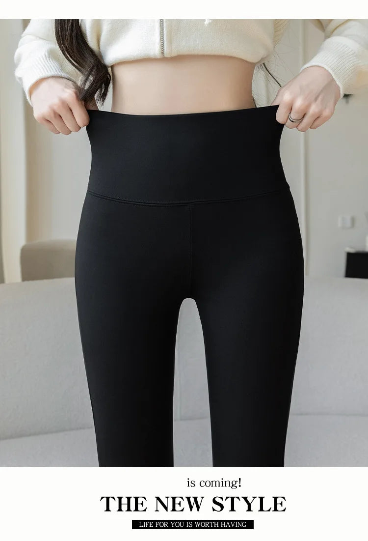 Autumn Winter High Waist Flared Shark Pants Women Adding Velvet and Thicken Leggings Stretchy Hip Liftting Sports Casual Pants