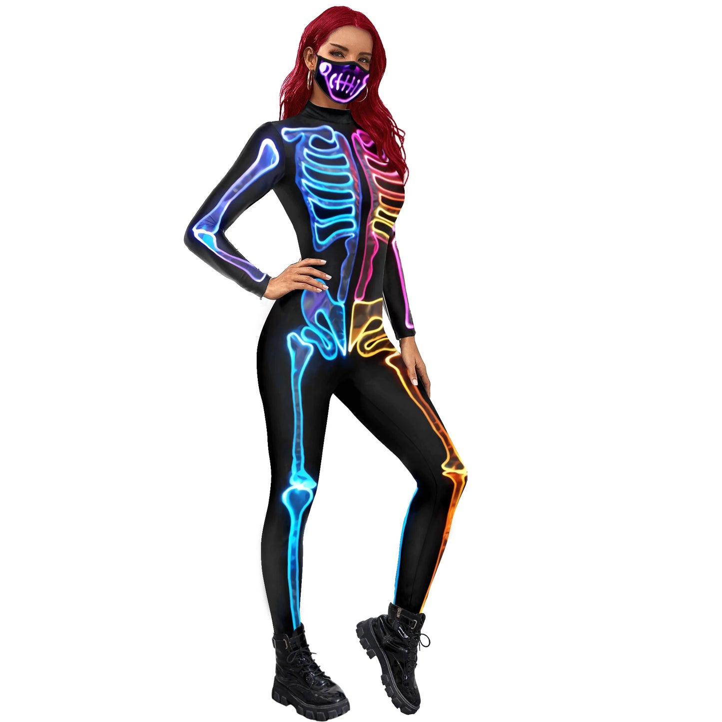 ZAWALAND Zentai Women Kid Outfits Hallowen Skeleton Bodysuit Carnival Party Cosplay Costume Parent-child clothing Jumpsuits - Seprincess