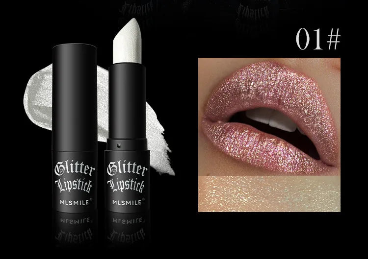 Waterproof Glitter Lipsticks Punk Style Nude Matte Not Fading Pearlescent Sexy Red Pink Velvet Lipsticks Lips Makeup Cosmetic - Seprincess