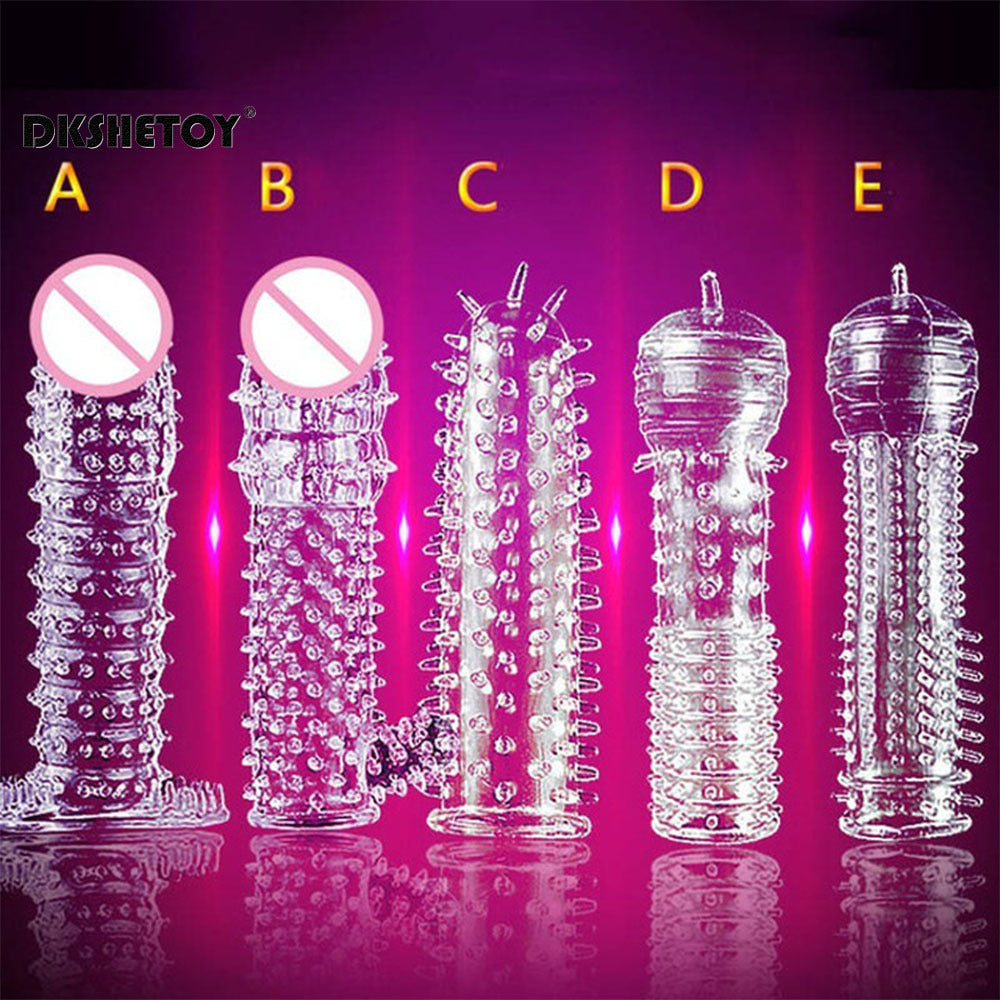 Reusable Spikes Condoms For Men Penis Ring Sleeve Enlargement Cock Extender Delay Kit Sex Toys Adult Couple Tools Erotic Product - Seprincess