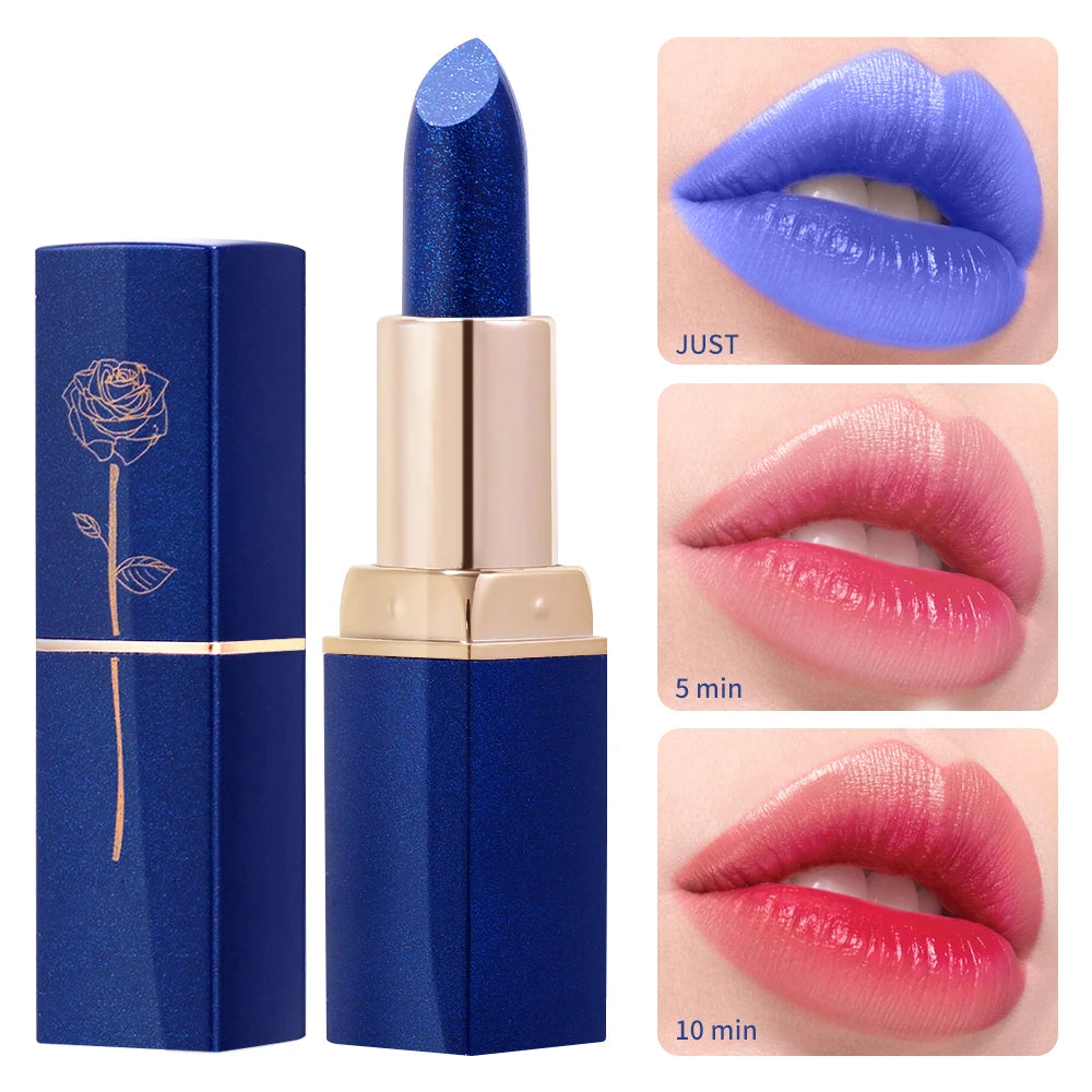 Blue Rose Lipstick Makeup Temperature Color Changing Lipstick Velvet Matte Moisturizing Waterproof Non-stick Cup Shiny Lipstick - Seprincess