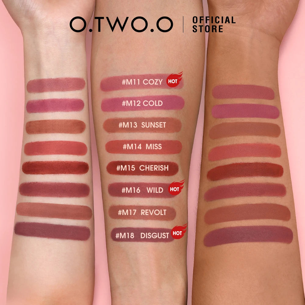 O.TWO.O Lipstick Lip Tint Waterproof Long Lasting Non-stick Cup Sexy Red Pink Lip Glaze Velvet Matte Lipstick Makeup - Seprincess