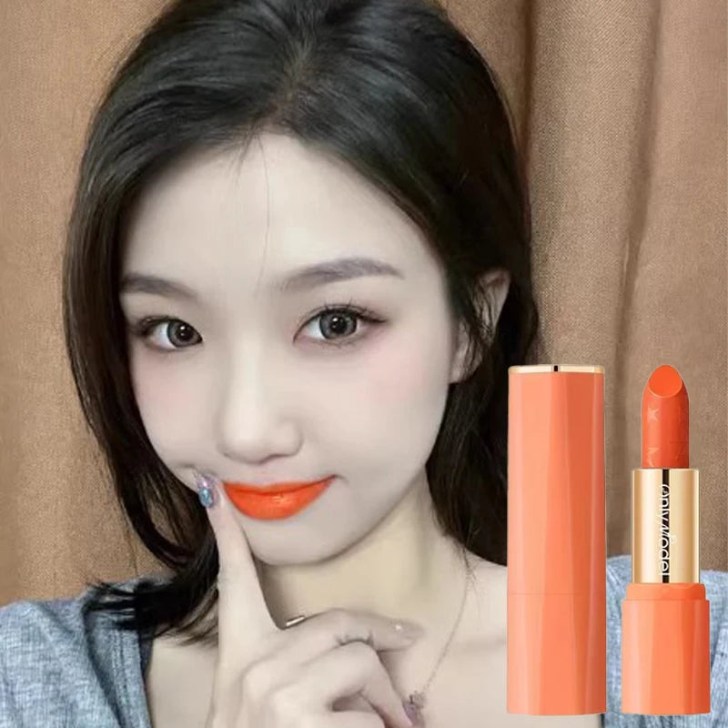 Orange Color Matt Lipstick Lip Glaze Silky Smooth Not Easy To Fade Lip Gloss Long Lasting Lip Stick Sexy Women Cosmetics Makeup - Seprincess