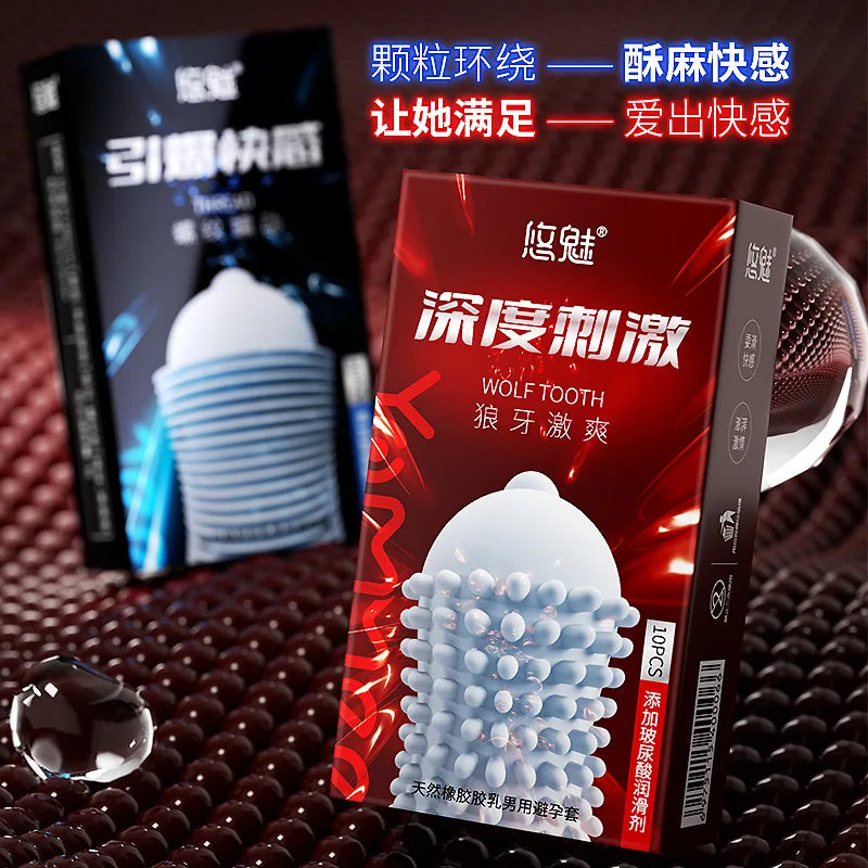 Dotted Thread Condoms Contraception Sex Toys Erotic Penis Sleeves For Men Vaginal Massage Stimulation Condoms Adult Sex Shop - Seprincess