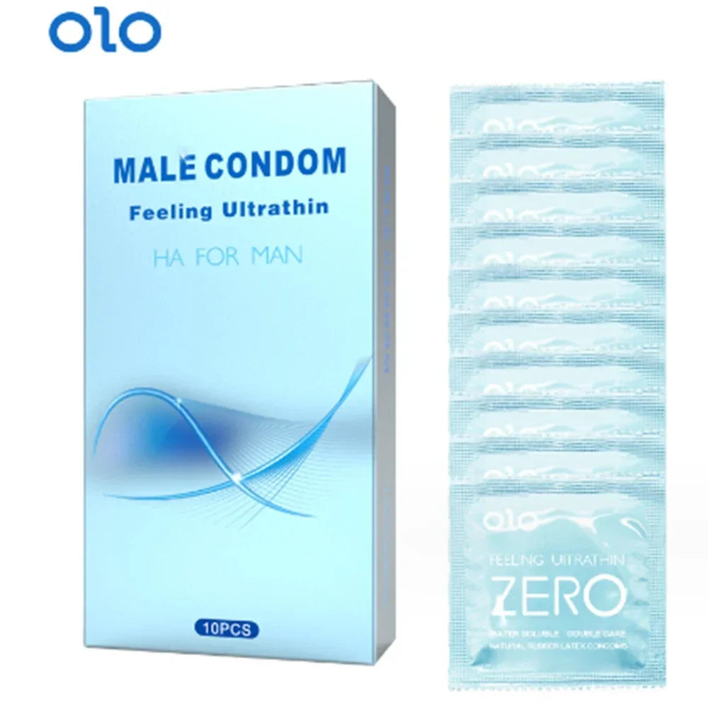 OLO 10pcs Hyaluronic Acid Condom 001 Ultra thin Large Particle Condom Adult Sexual Products Full Oil Smooth sex toys Condones - Seprincess