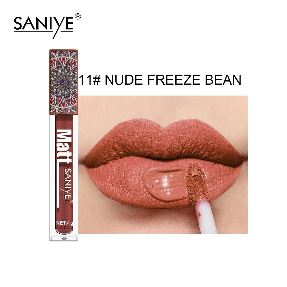 1PCS Waterproof Matte Nude Lip Gloss Brown Nude Pigment Dark Red Long Lasting Velvet Liquid Lipstick Women Makeup Lip Glaze