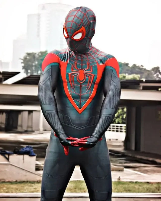 Adults Halloween Miles Morales PS5 Spiderman Peter Parker Superhero Cosplay Costume Bodysuit Zentai Suit Party Jumpsuits - Seprincess