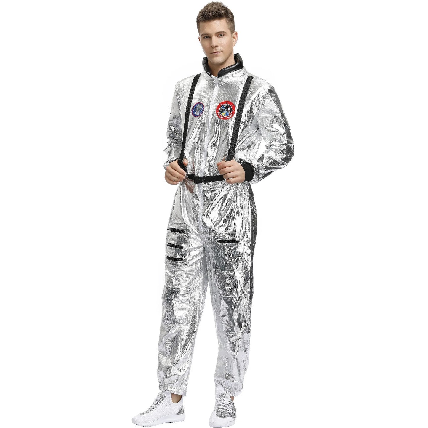 Halloween Christmas Silver Spaceman Men Women Space Suit Adult Children Astronaut Costume Family Party Dress Up Birthday Gift - Seprincess