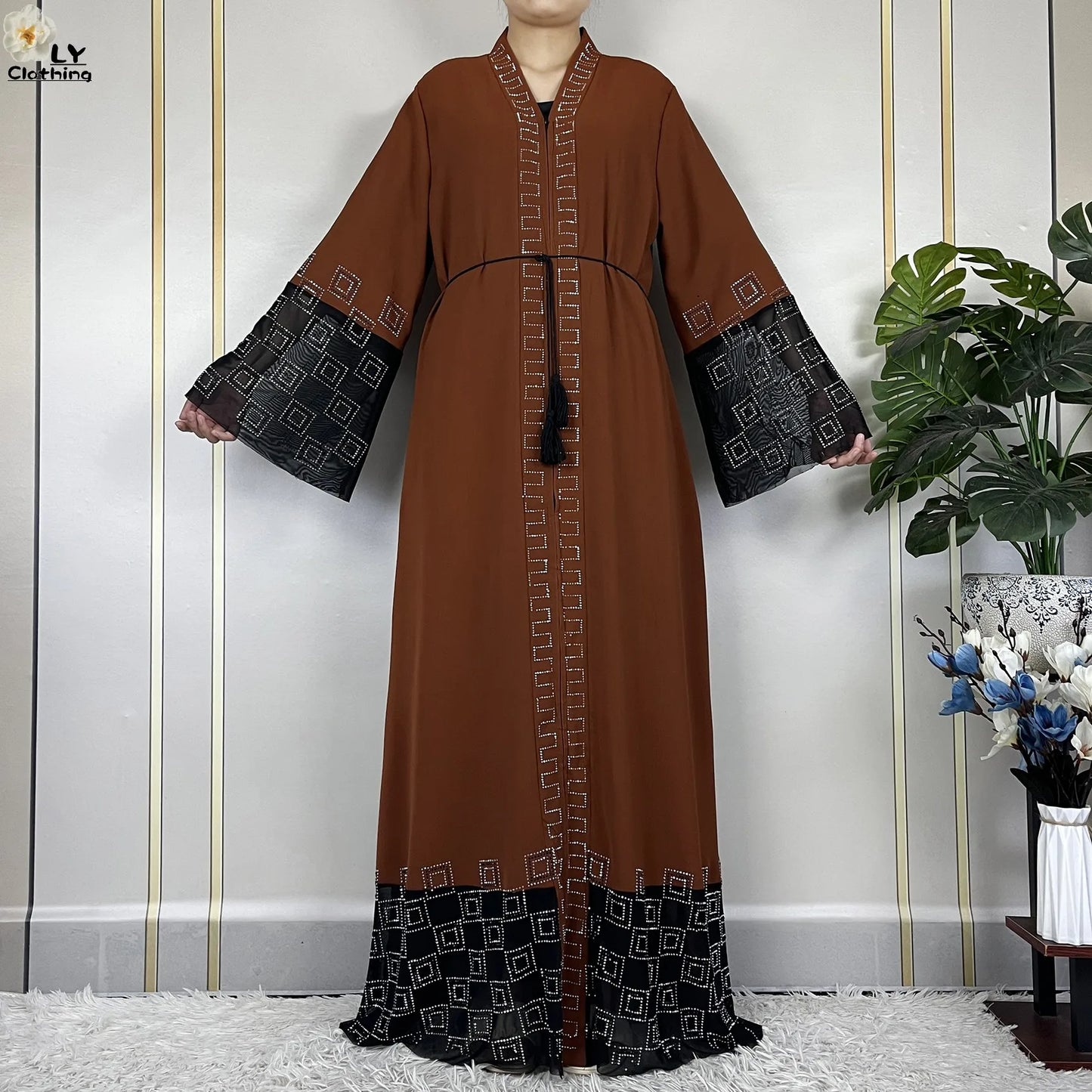 2024 For Women Elegant Dresses Dubai Party Outfits Long Sleeved Chiffon Dashiki Muslim Women Robe Open African Abaya Clothing - Seprincess