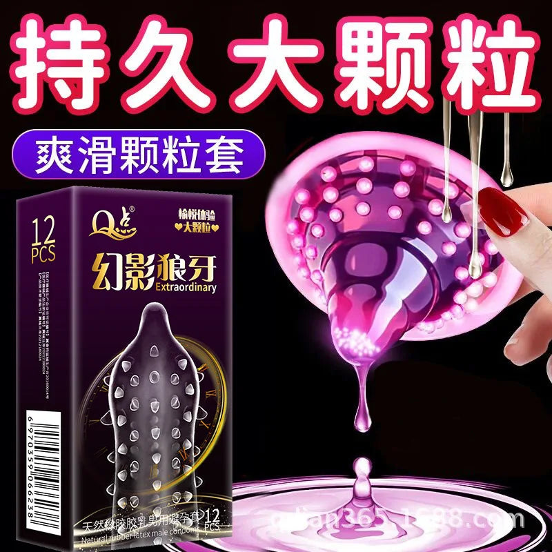 12pcs Men's Condoms With 9D Super Dotted Spikes Sex Toys For Men G Spot Vaginal Stimulation Penis Sleeve Adult Supplies Sex Shop - Seprincess