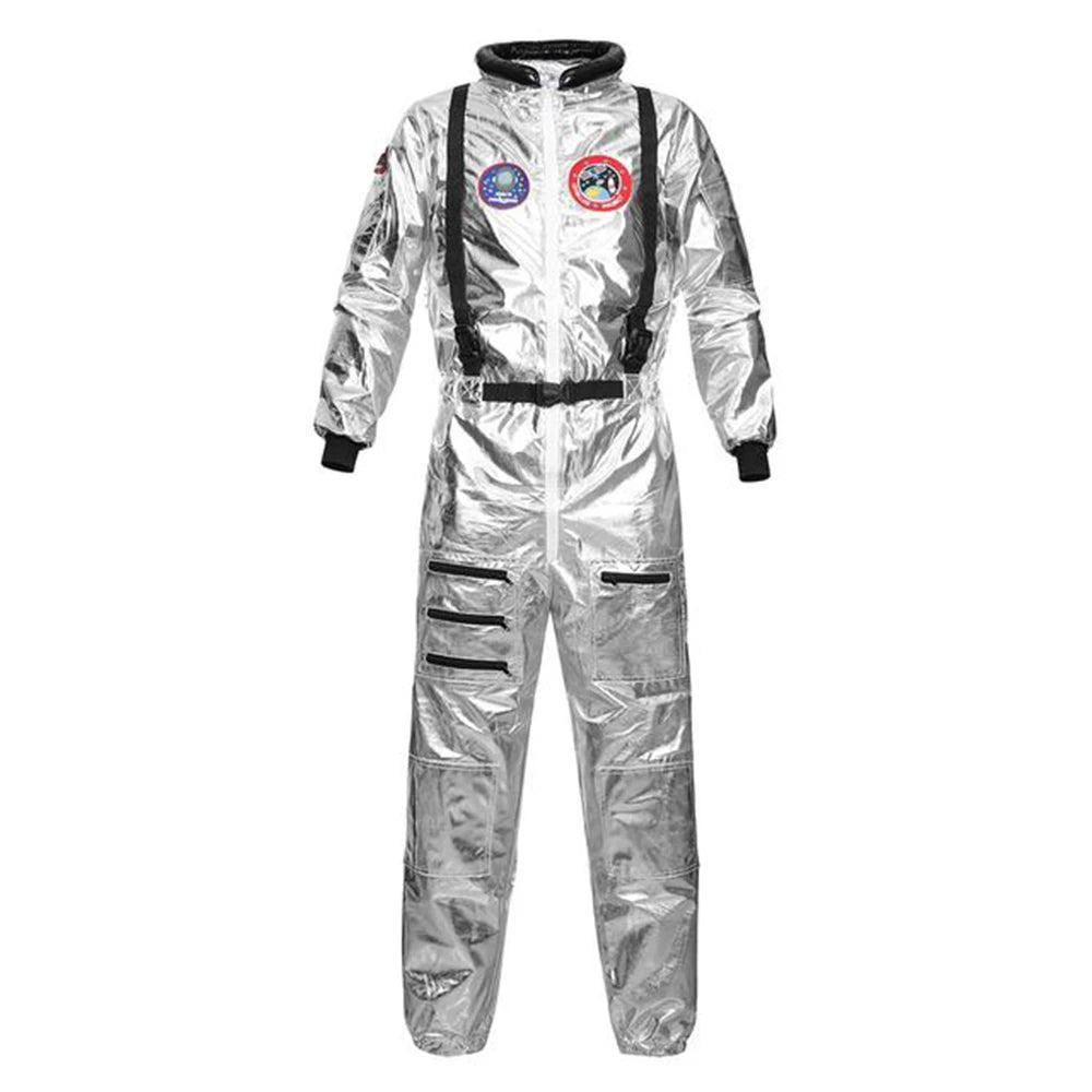 Halloween Christmas Silver Spaceman Men Women Space Suit Adult Children Astronaut Costume Family Party Dress Up Birthday Gift - Seprincess