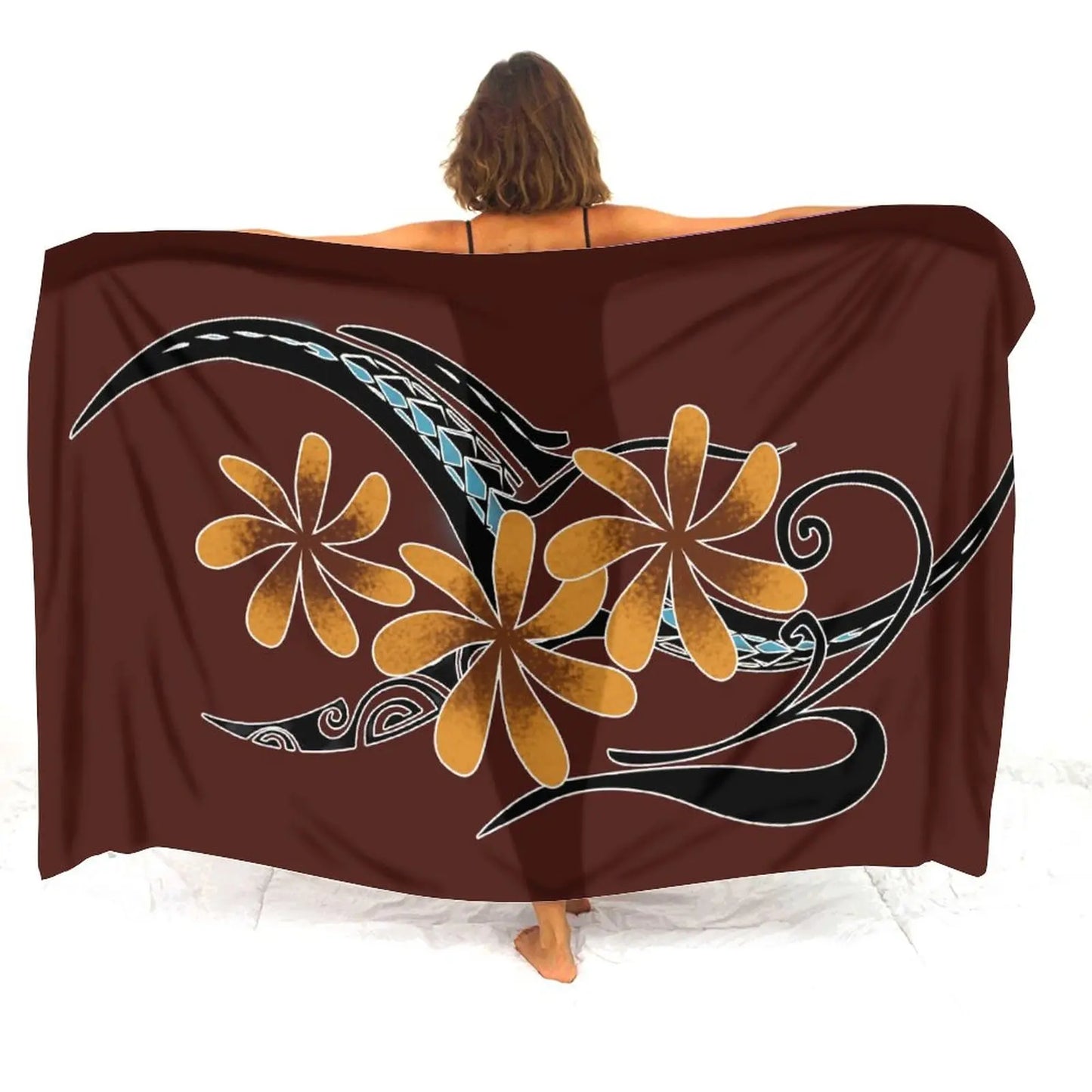 Hawaii Beach Resort Casual Elegant Sarong Shawl Swimsuit Scarf Sarong Seaside Ladies Sarong Polynesian Custom 2024 New - Seprincess