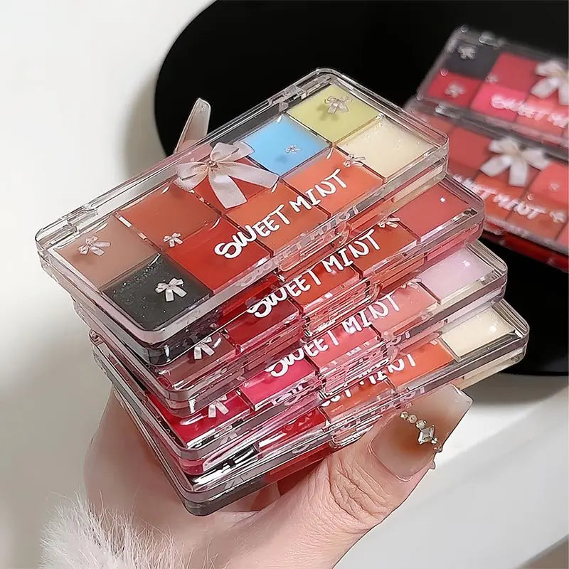 10 Color Lipstick Color Matching Lip Jelly Plate Naturally Moisturizes And Not Easy Stick The Glass Mirror Mouth Red Lip Glaze - Seprincess