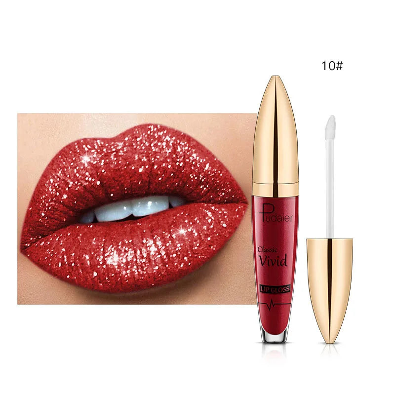 Diamond Lip Gloss Shimmer Pearlescent Waterproof Long Lasting Non-stick Cup Matte Glitter Liquid Lipstick Lip Glaze Lips Make Up - Seprincess