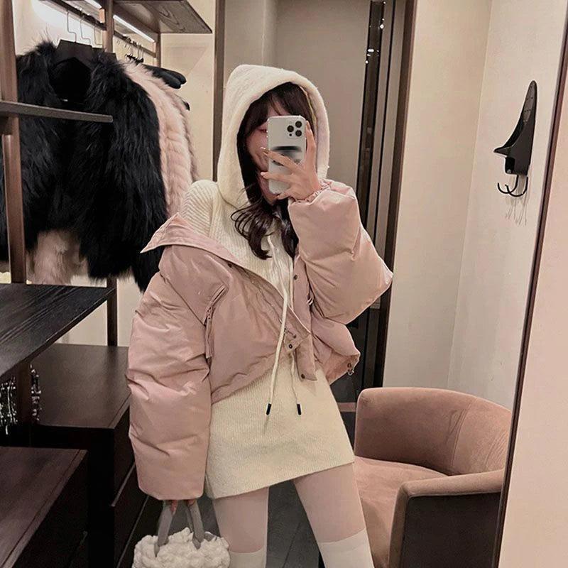 MEXZT Streetwear Knitted Mini Dress Women Hooded Sweater A Line Dresses Winter Korean Solid High Waist Slim Casual Vestidos New - Seprincess