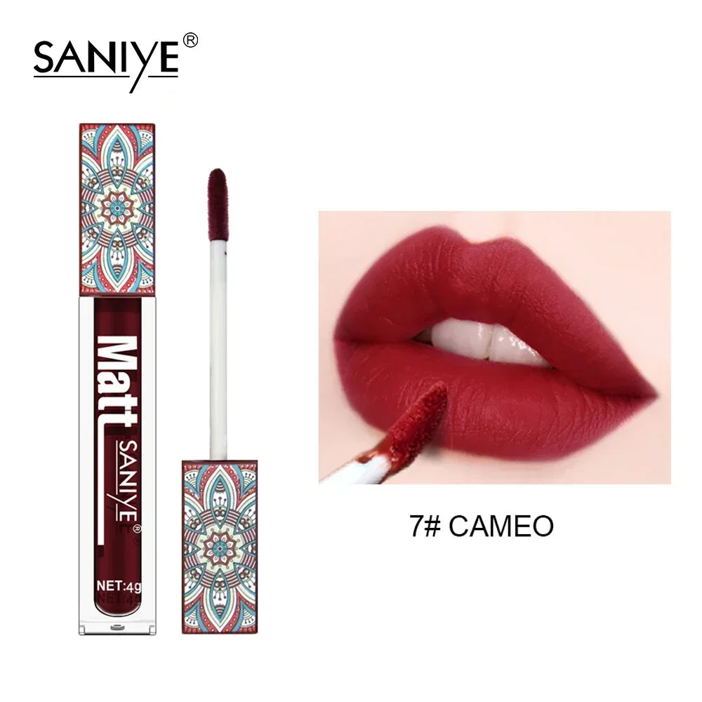 1PCS Waterproof Matte Nude Lip Gloss Brown Nude Pigment Dark Red Long Lasting Velvet Liquid Lipstick Women Makeup Lip Glaze - Seprincess