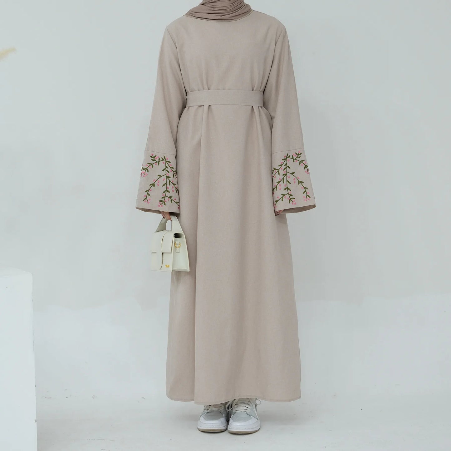 Floral Embroidery Muslim Dress for Women Eid Morocco Ramadan Lace-up Abayas Kaftan Islam Vestidos Largo Dubai Arab Long Robe - Seprincess