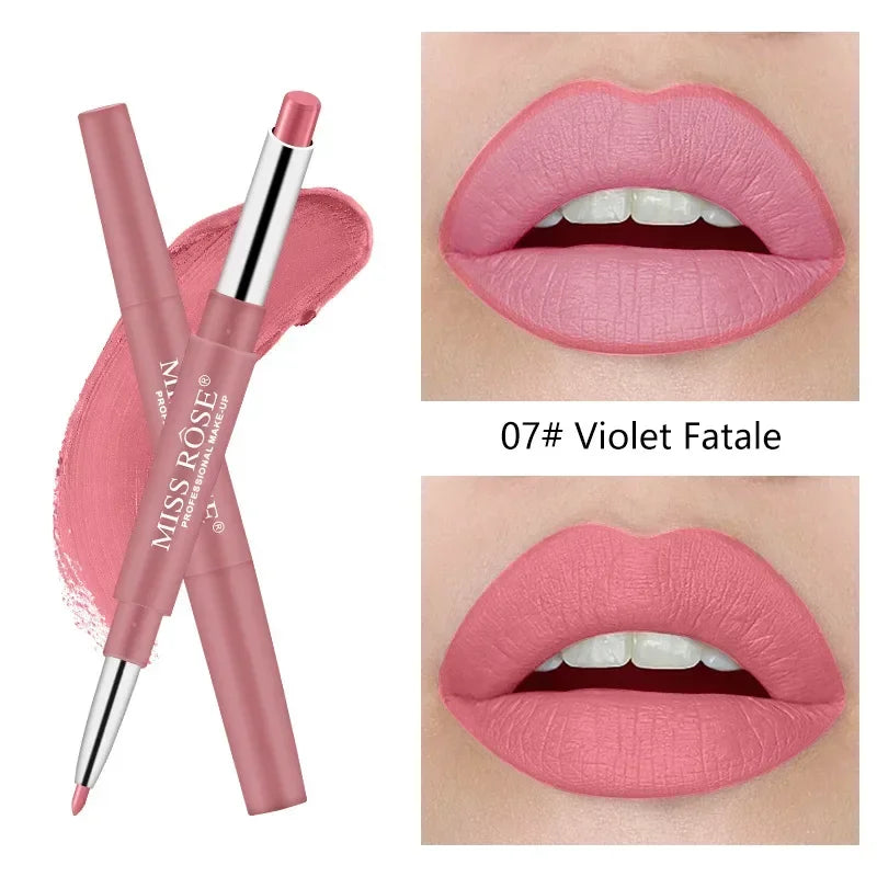 Miss Rose Double-end Lipstick Lipgloss Pencil Makeup Long Lasting Tint Sexy Red Lip Stick Beauty Matte Lip Gloss Pen Cosmetic