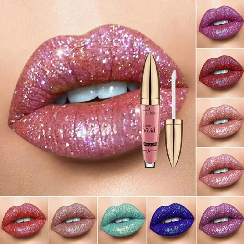 18 Colors Glitter Lip Gloss Waterproof Long Lasting Diamond Matte To Shimmer Metallic Liquid Lipstick Women Lips Makeup Cosmetic - Seprincess