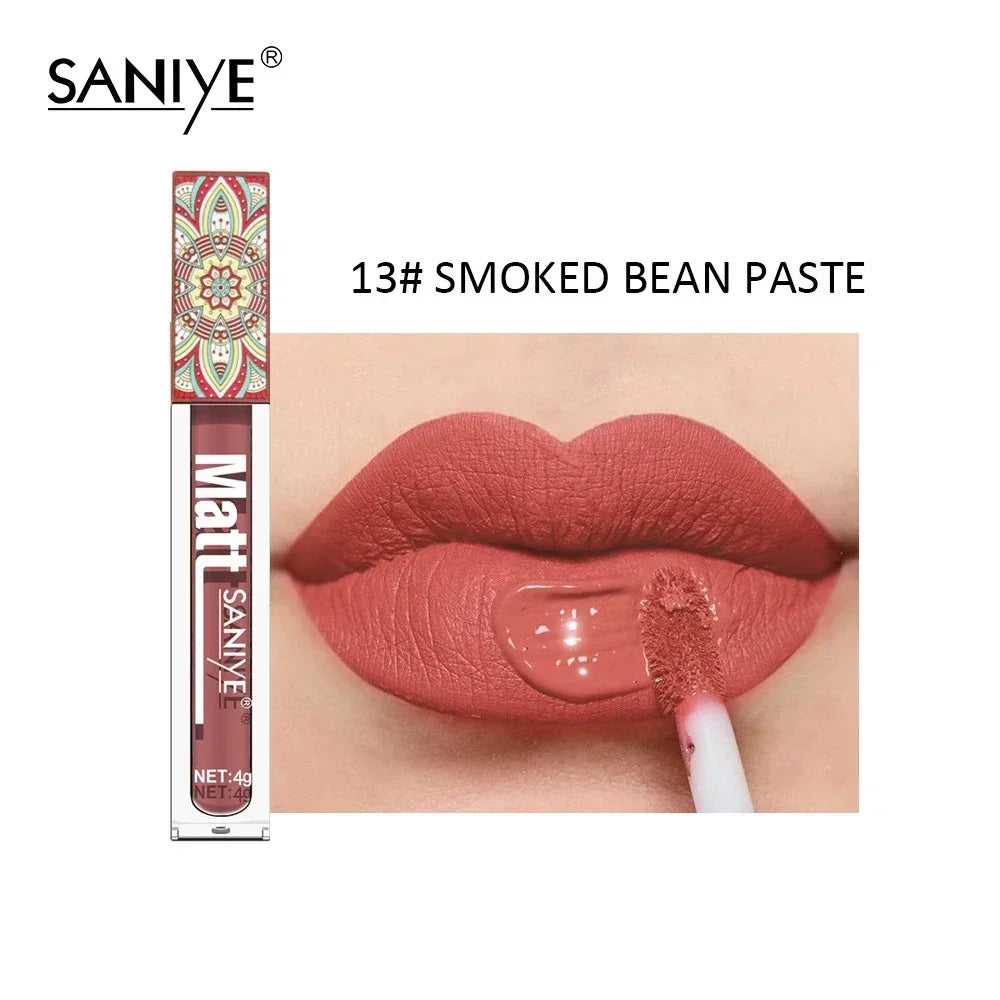 1PCS Waterproof Matte Nude Lip Gloss Brown Nude Pigment Dark Red Long Lasting Velvet Liquid Lipstick Women Makeup Lip Glaze - Seprincess