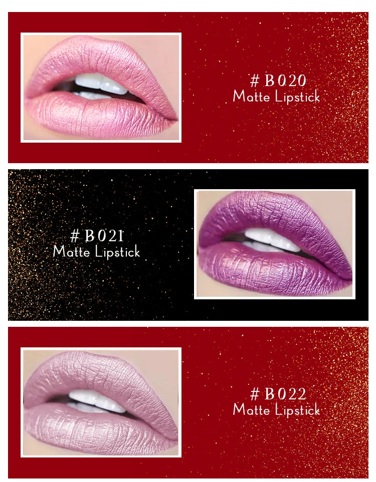 BUILTTY Korean Glitter Pearl Dropshiping Lipstick Matte Nude Color Long Lasting Waterproof Wholesale Price Red Pink Purple - Seprincess