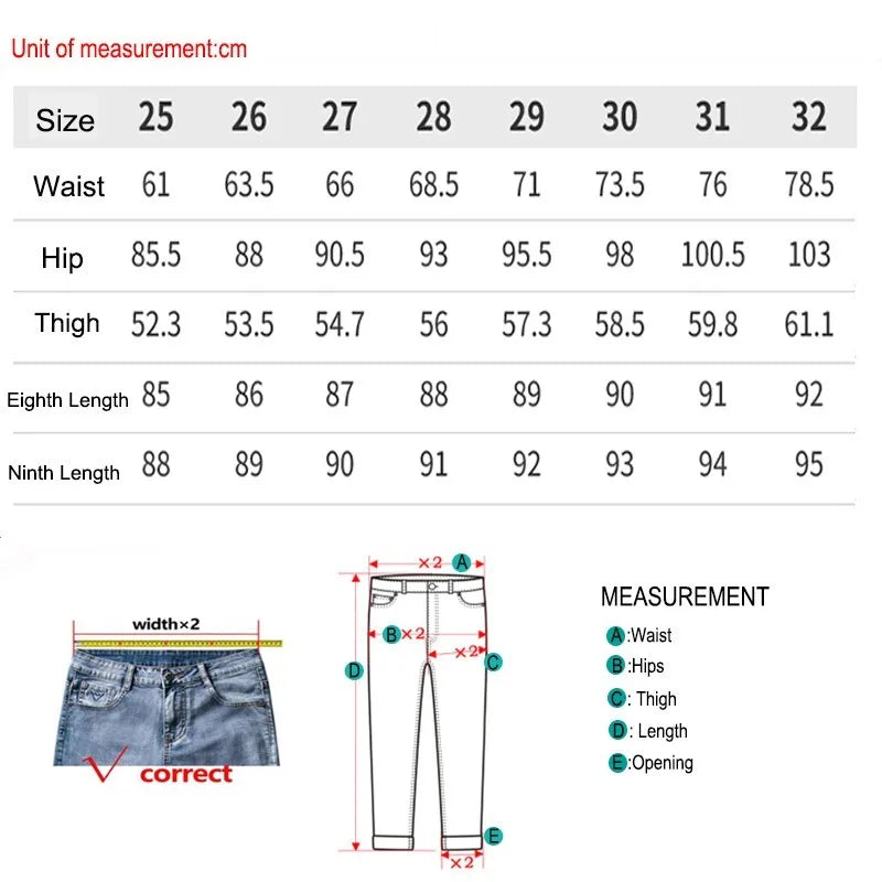 High Waisted Straight Slim Elastic Denim Jeans For Women Smoke Pipe 9,8 Pants Casual Brand Sexy Trousers Female