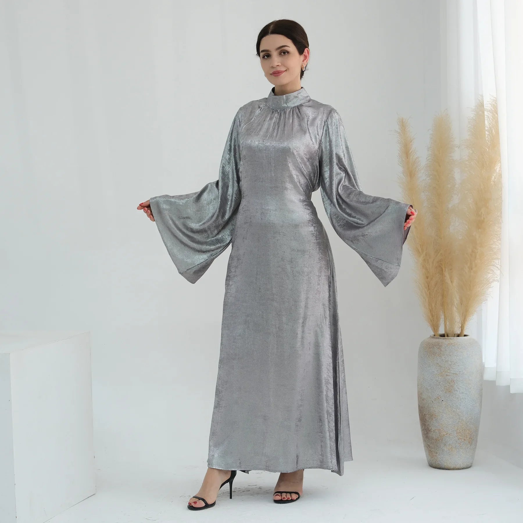 Butterfly Abaya Dress Elegant Belted Muslim Party Hijab Dresses Bronze Abayas for Women Dubai Turkey Islam Clothing Eid Kaftan - Seprincess