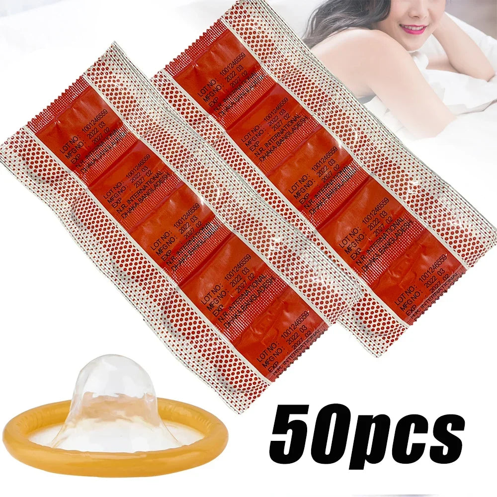 10/30/50pcs Condom 52mm Ultra Thin Cock Penis Sleeve Natural Latex Lubrication Contraception Supplies Adults Safer Sex Products - Seprincess