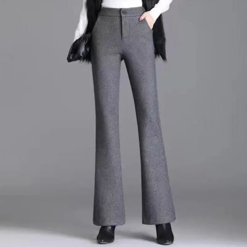 Autumn and Winter New Style Elastic Waist Boot-cut Pants High Waist Slim Straight Pants Fashion Women's Elastic Casual Pants