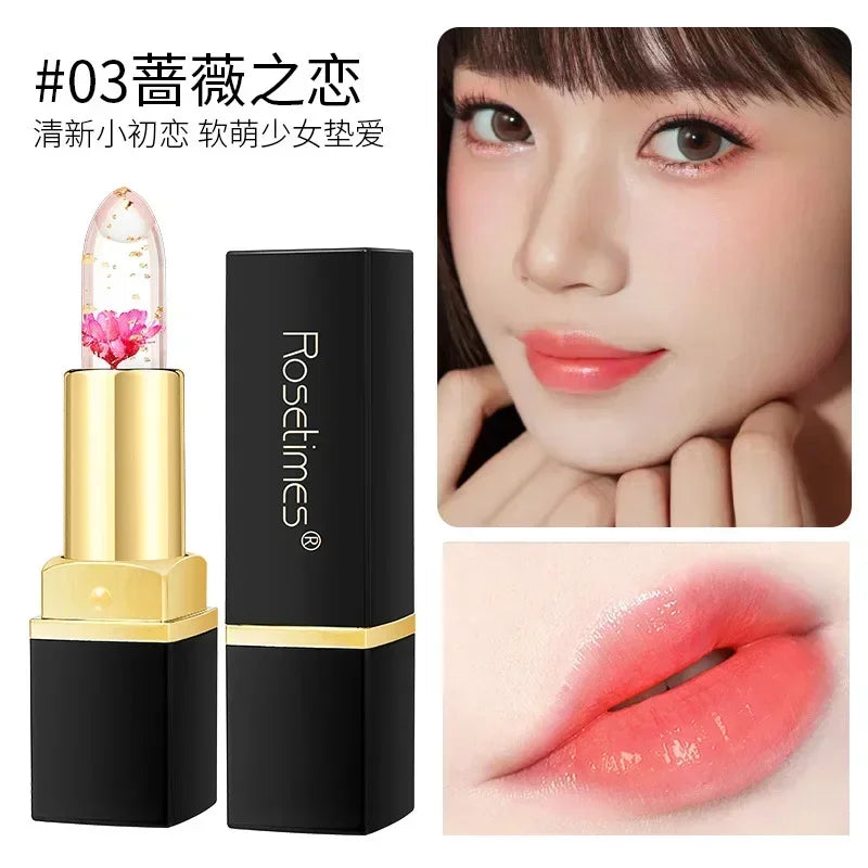 Flower Transparent Lipstick Lasting Moisturizer Crystal Jelly Lipsticks Temperature Color Changing Waterproof Lip Balm