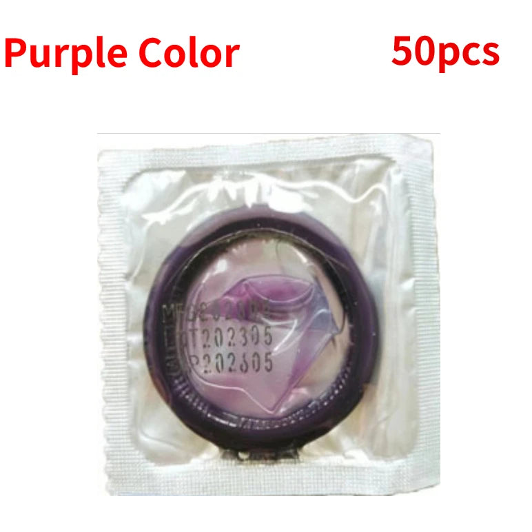 10/50PCS Colorful Smooth Natural Latex Condoms Large Oil Cock Sleeve Discoloration Penis Sleeve Condom for Men Adults Sex Toys - Seprincess