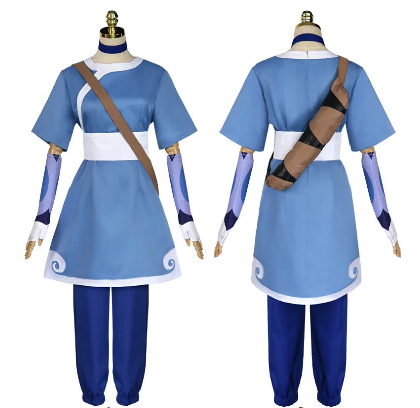 Anime Katara Cosplay Blue Long Dress Costumes Avatar The Last Airbender Cosplay Costumes Halloween Female Suit Set Clothing - Seprincess